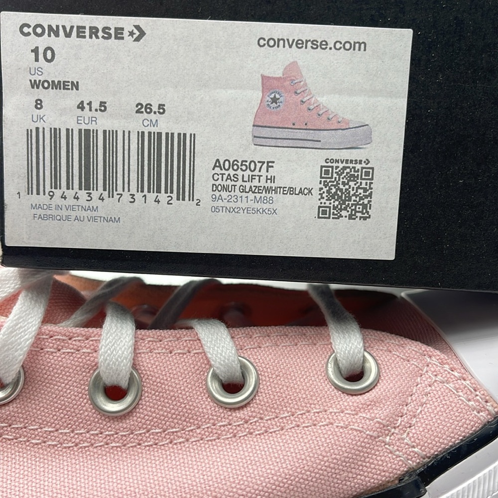 Converse WMNS CTAS LIFT HI DONUT GLAZE/WHITE/BLACK A06507F Platforms Sneakers - Picture 16 of 16